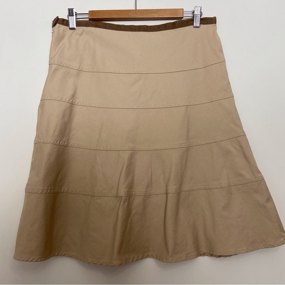 Beautiful Miss B cotton dress nude tan floral appliqué size 12 A-line granola - Picture 2 of 9